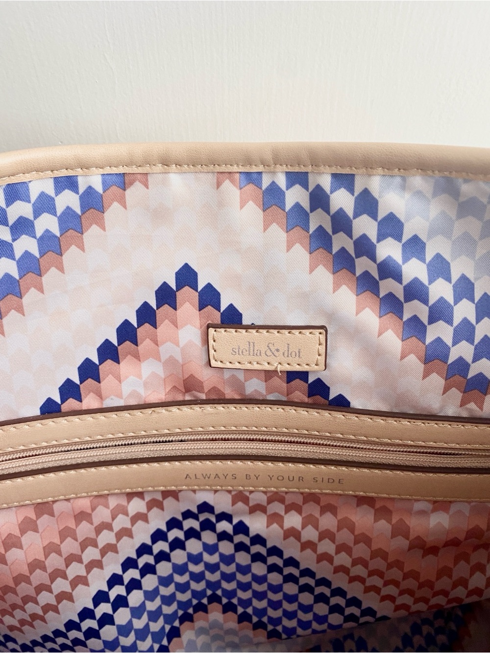 Stella & Dot Cream Woven Shoulder Bag with Tan Trim - Picture 7 of 8
